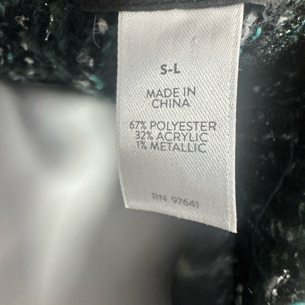 J. Jill Woven Green and White poncho Cape Sweater OS - Picture 3 of 6